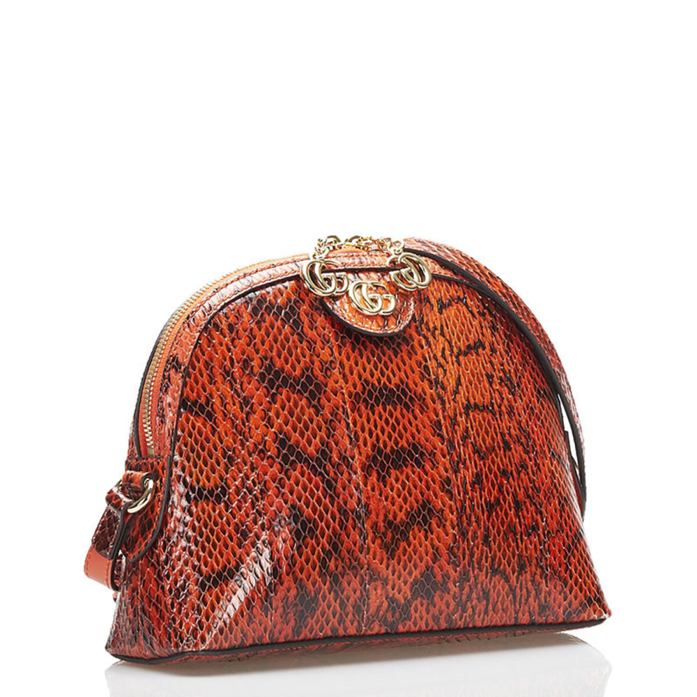Gucci Python Double G Shoulder Bag Orange Python … - image 2